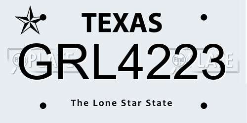 GRL4223 Texas License Plate