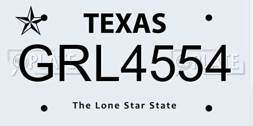 GRL4554 Texas License Plate