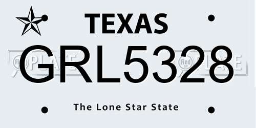 GRL5328 Texas License Plate