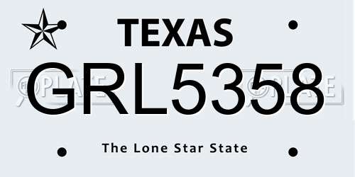 GRL5358 Texas License Plate