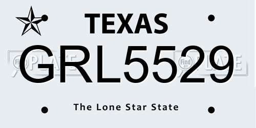 GRL5529 Texas License Plate