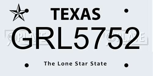 GRL5752 Texas License Plate