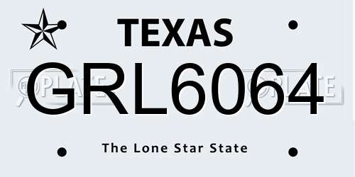 GRL6064 Texas License Plate