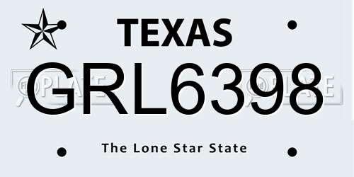 GRL6398 Texas License Plate