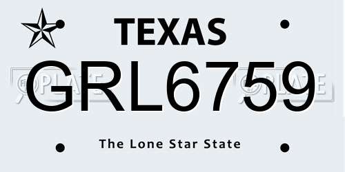 GRL6759 Texas License Plate