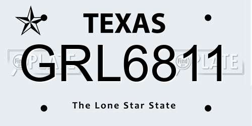 GRL6811 Texas License Plate