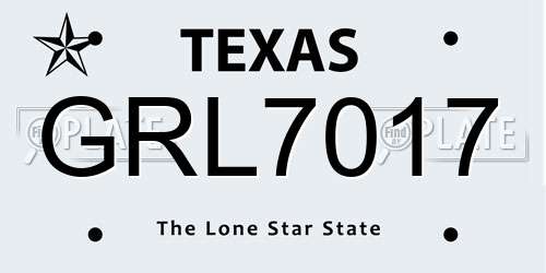 GRL7017 Texas License Plate