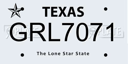 GRL7071 Texas License Plate
