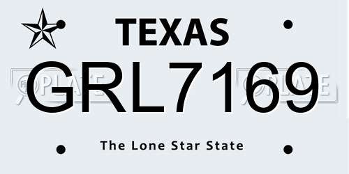 GRL7169 Texas License Plate