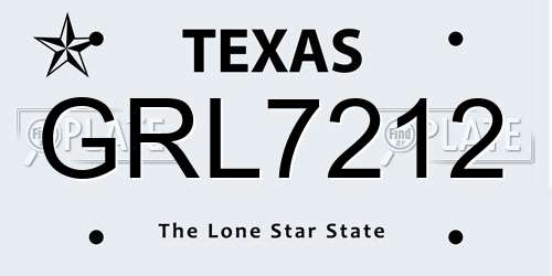 GRL7212 Texas License Plate