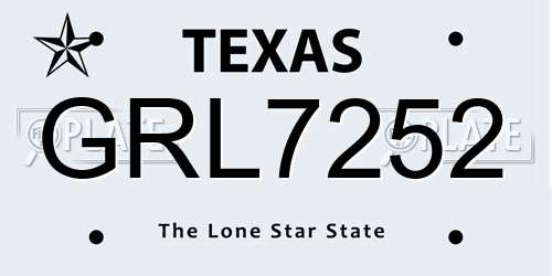 GRL7252 Texas License Plate
