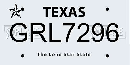 GRL7296 Texas License Plate