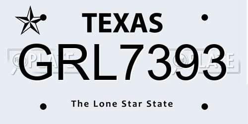 GRL7393 Texas License Plate