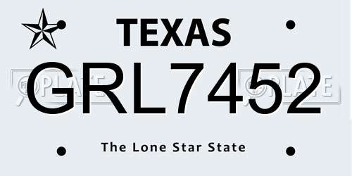 GRL7452 Texas License Plate