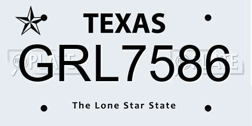 GRL7586 Texas License Plate