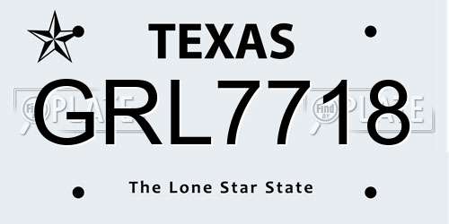 GRL7718 Texas License Plate