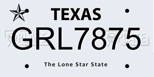 GRL7875 Texas License Plate