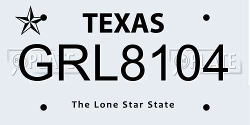 GRL8104 Texas License Plate