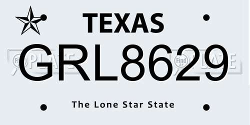 GRL8629 Texas License Plate