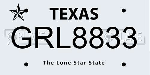 GRL8833 Texas License Plate