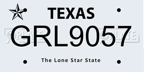 GRL9057 Texas License Plate