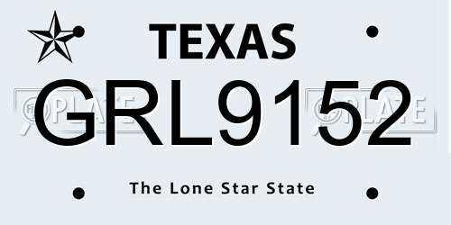 GRL9152 Texas License Plate