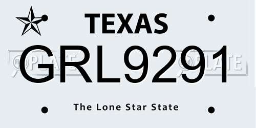 GRL9291 Texas License Plate