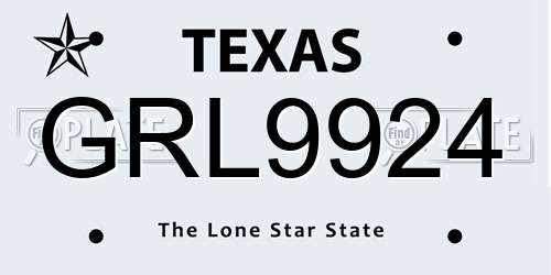 GRL9924 Texas License Plate