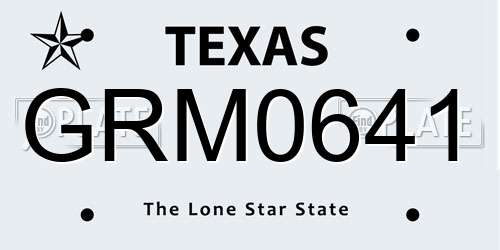 GRM0641 Texas License Plate