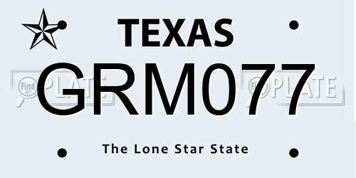 GRM077 Texas License Plate