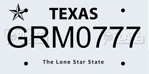 GRM0777 Texas License Plate