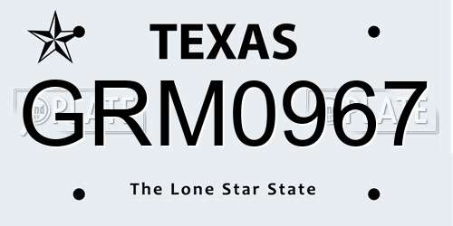 GRM0967 Texas License Plate