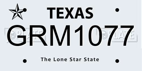 GRM1077 Texas License Plate