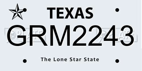 GRM2243 Texas License Plate