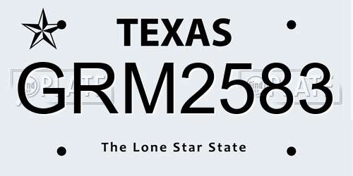 GRM2583 Texas License Plate