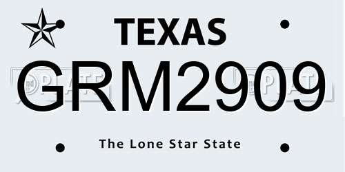 GRM2909 Texas License Plate
