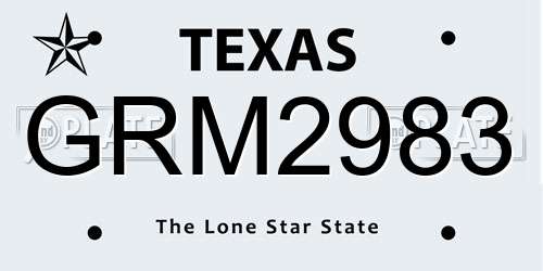 GRM2983 Texas License Plate