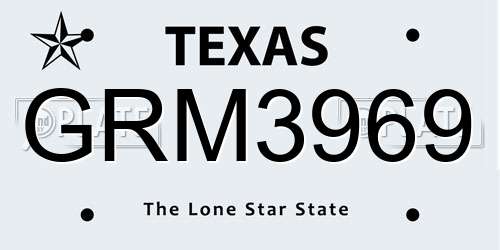 GRM3969 Texas License Plate