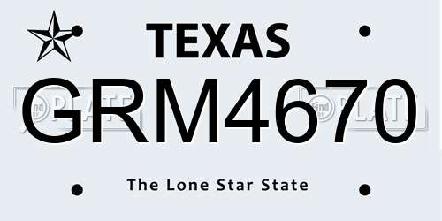 GRM4670 Texas License Plate