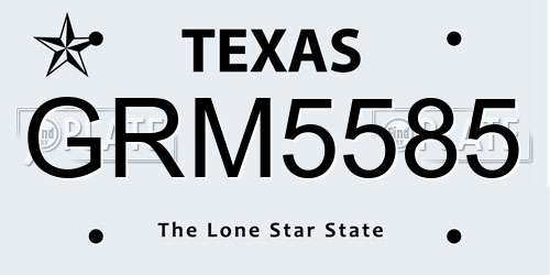 GRM5585 Texas License Plate