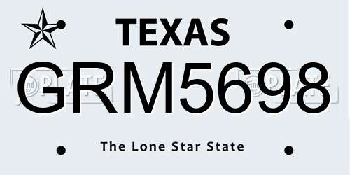 GRM5698 Texas License Plate