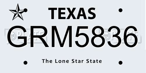 GRM5836 Texas License Plate