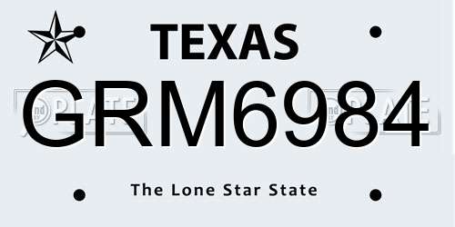 GRM6984 Texas License Plate