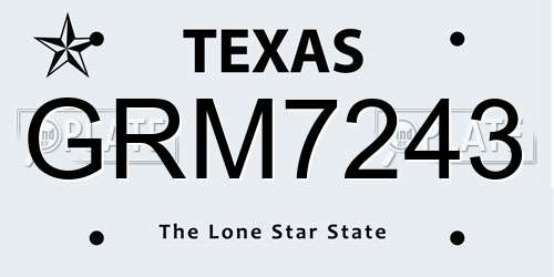 GRM7243 Texas License Plate