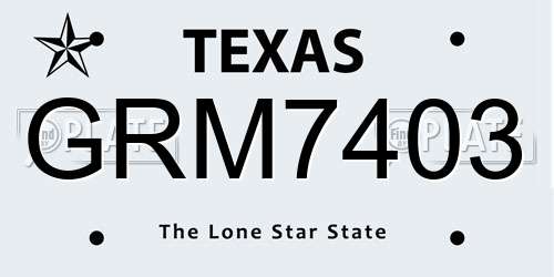 GRM7403 Texas License Plate