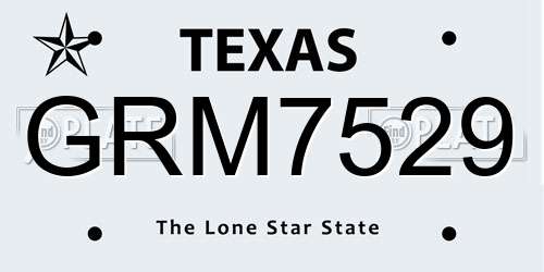 GRM7529 Texas License Plate