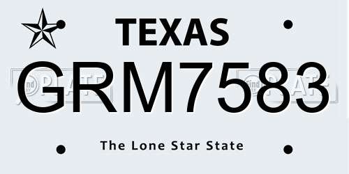 GRM7583 Texas License Plate