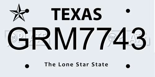 GRM7743 Texas License Plate