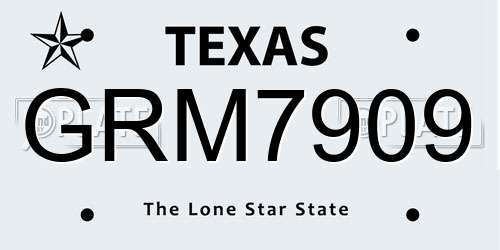 GRM7909 Texas License Plate