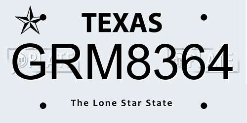 GRM8364 Texas License Plate